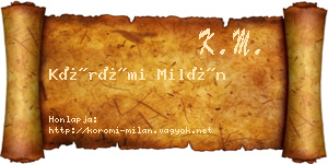Körömi Milán névjegykártya