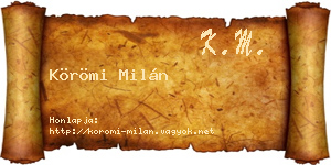 Körömi Milán névjegykártya