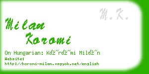 milan koromi business card